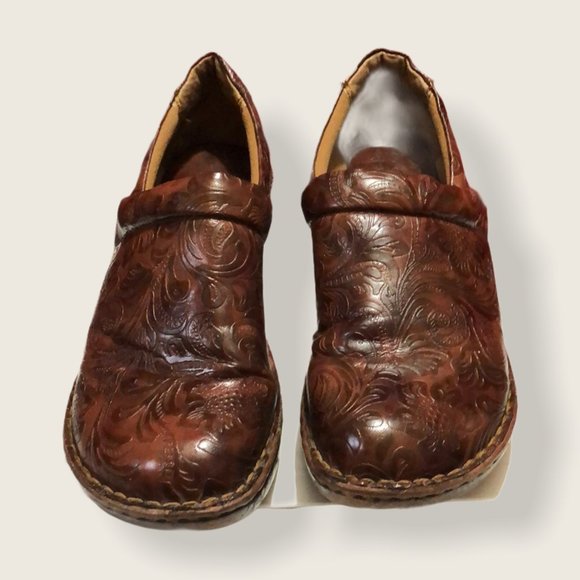 BOC Tooled Floral Pattern Peggy Clog Size 9.5 - Picture 2 of 6